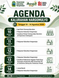 AGENDA  PEMERINTAH KALURAHAN HARGOMULYO TANGGAL 10-14 AGUSTUS 2026
